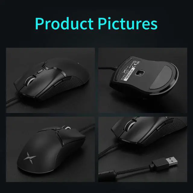 Alt view image 5 of 7 - Delux M800 RGB Wired Gaming Mouse 12400-16000 DPI 58g Lightweight Ergonomic 1000Hz Mice with Soft rope Cable For Computer Gamer