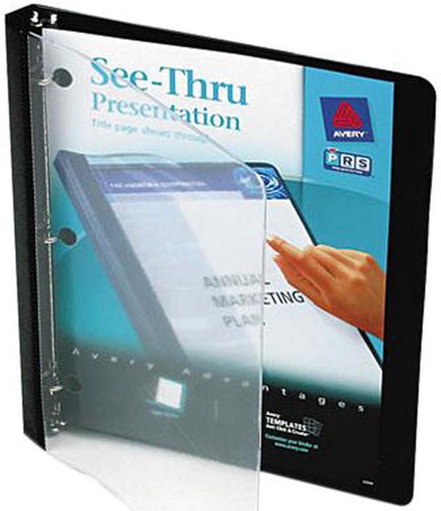 Avery® See-Thru Presentation Binder, Round Ring, 1/2' Capacity, Black  AVE10802