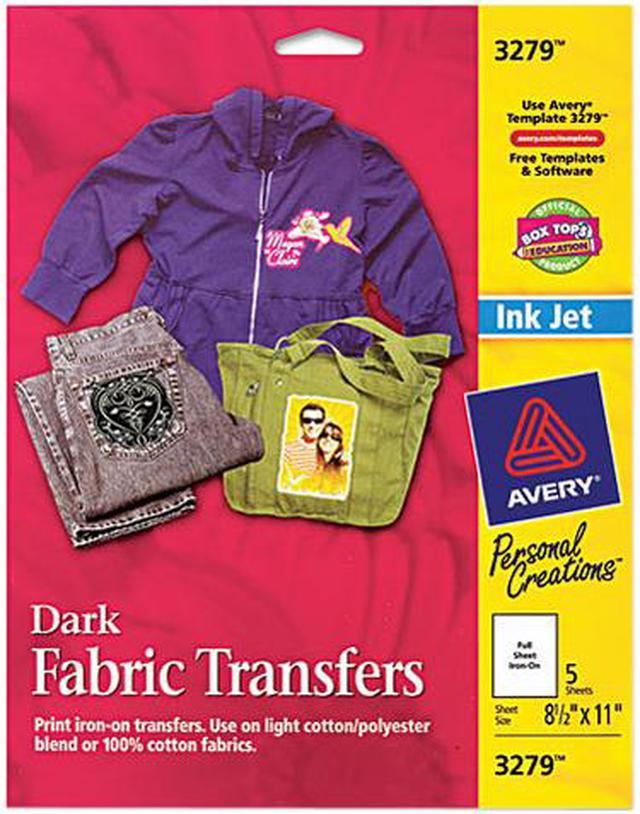 Avery T-Shirt Transfers, Dark, 3279, Pack Of 5