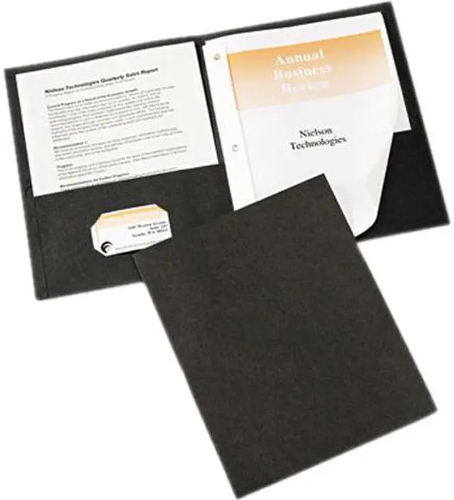 Main image of Avery 47978 Paper Two-Pocket Report Cover, Tang Clip, Letter, 1/2" Capacity, Black, 25/Box