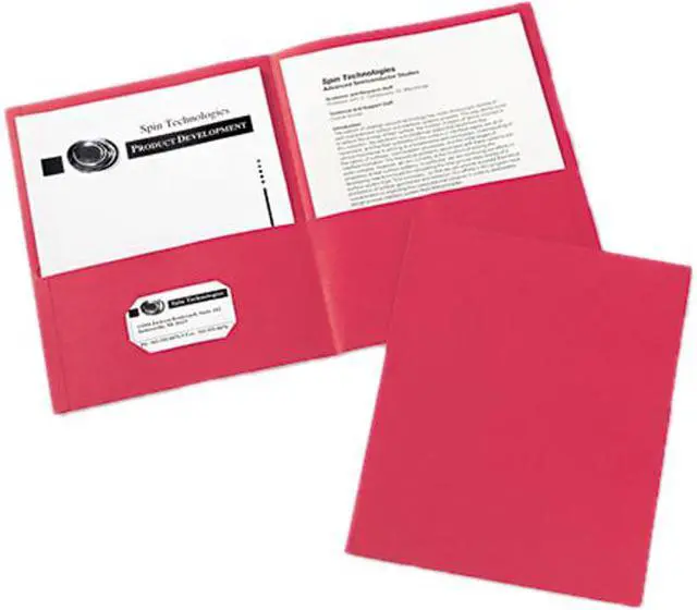 Main image of Avery 47989 Two-Pocket Embossed Paper Portfolio, 30-Sheet Capacity, Red, 25/Box