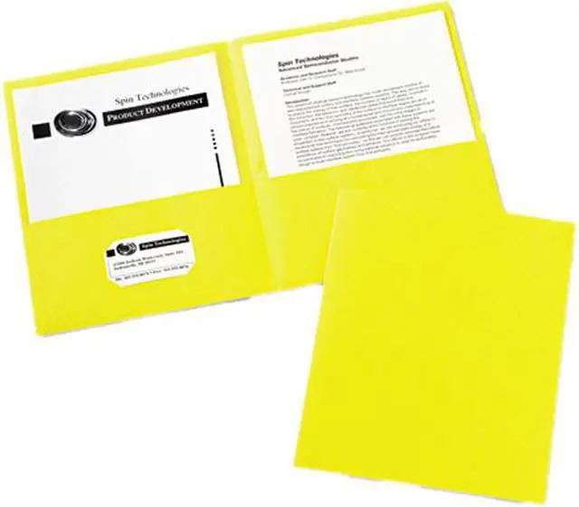 Main image of Avery 47992 Two-Pocket Embossed Paper Portfolio, 30-Sheet Capacity, Yellow, 25/Box