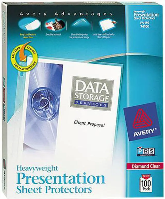 Main image of Avery Diamond Clear Heavyweight Sheet Protectors, Acid-Free, 100 Protectors (74100)