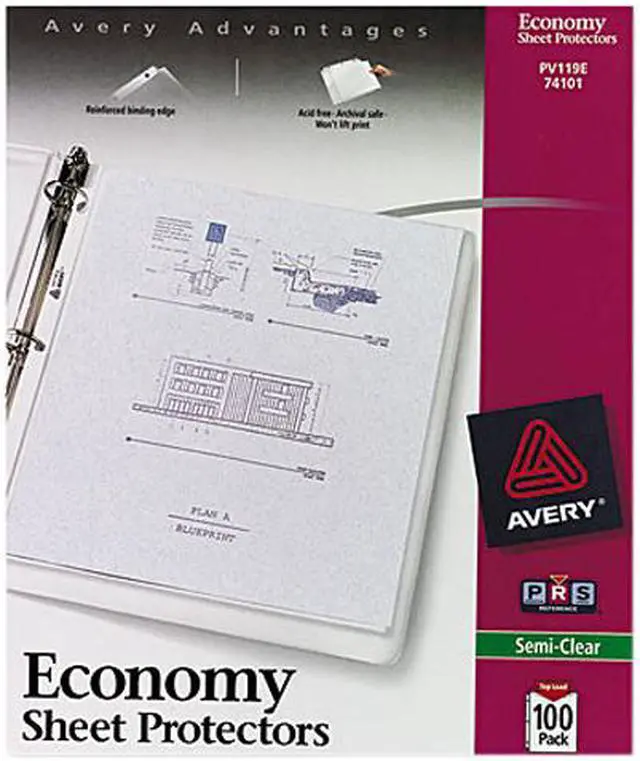 Main image of Avery 74101 Top-Load Poly Sheet Protectors, Economy Gauge, Letter, Semi-Clear, 100/Box