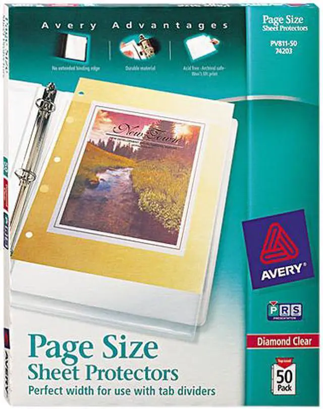 Main image of Avery 74203 Diamond Clear Page Size Sheet Protectors, Acid-Free, 50 Protectors (74203)