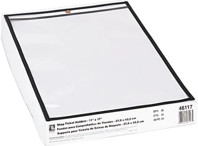 Main image of C-line 46117 Shop Ticket Holders, 11 x 17, Clear Front & Back w/Black Stitching, 25/Box