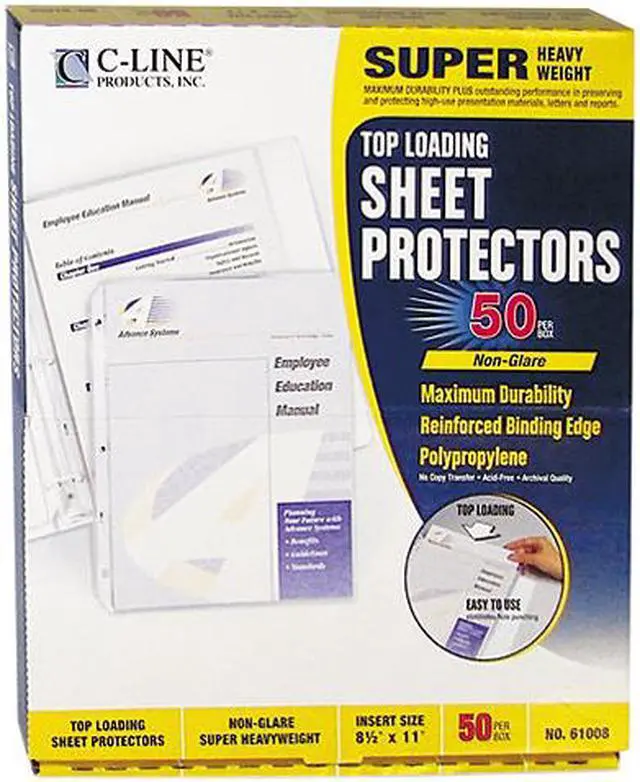 Main image of C-line 61008 Top-Load Poly Sheet Protectors, Super-Heavy, Letter, Non-Glare, 50/Box