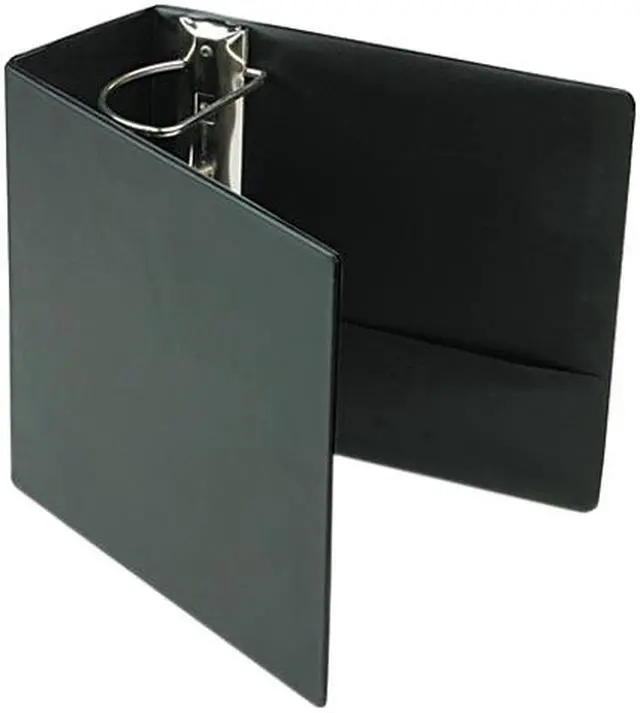 Main image of Cardinal 18762 Leather Grain Vinyl EasyOpen Slant D-Ring Binder, Finger Slot, 5" Cap, Black