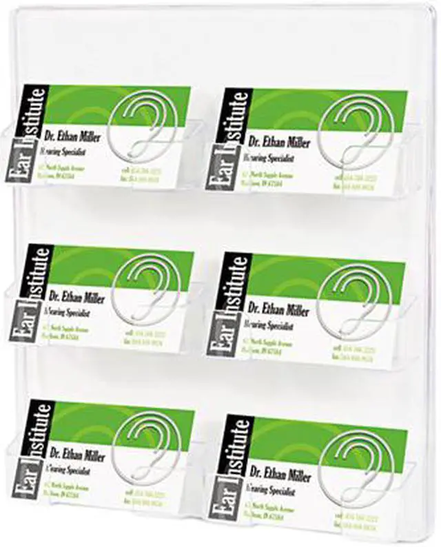 Main image of Deflect-o 70601 Six-Pocket Wall Mount Business Card Holder, 8 3/8 x 1 1/2 x 9 3/4, Clear