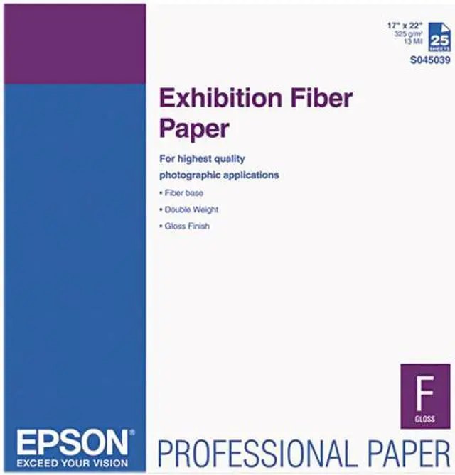 Main image of Epson Exhibition Fiber Paper, Micro Porous Smooth Gloss, 17 x 22, White, 25 Sheets