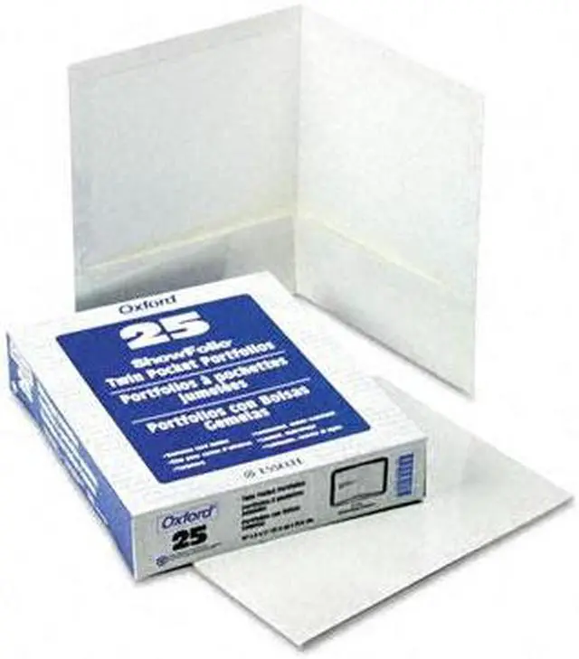 Main image of Oxford 51704 High Gloss Laminated Paperboard Folder, 100-Sheet Capacity, White, 25/Box