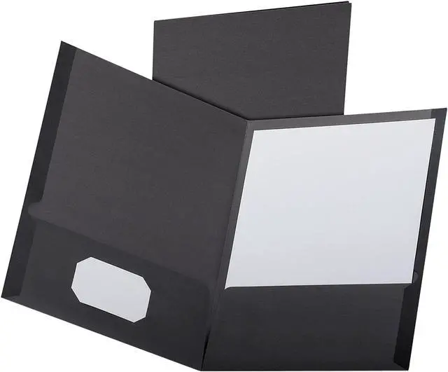 Main image of Oxford 53406 Twin-Pocket Linen Paper Portfolio, Black