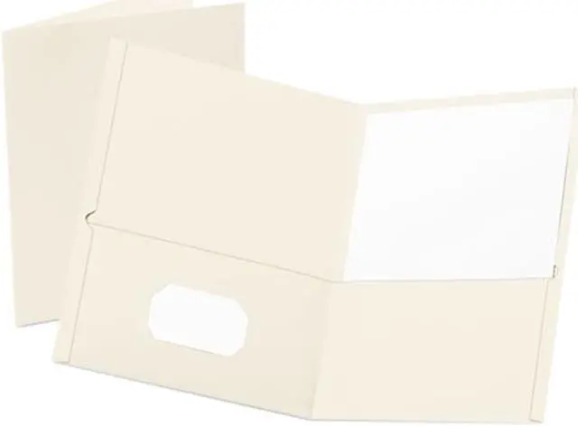 Main image of Oxford 57504 Twin-Pocket Portfolio, Embossed Leather Grain Paper, White