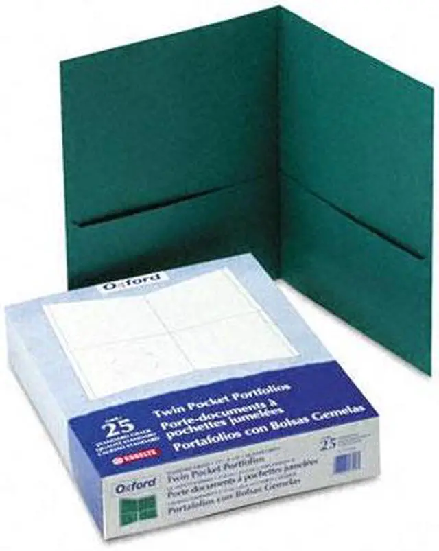 Main image of Oxford 57556 Twin-Pocket Portfolio, Embossed Leather Grain Paper, Hunter Green