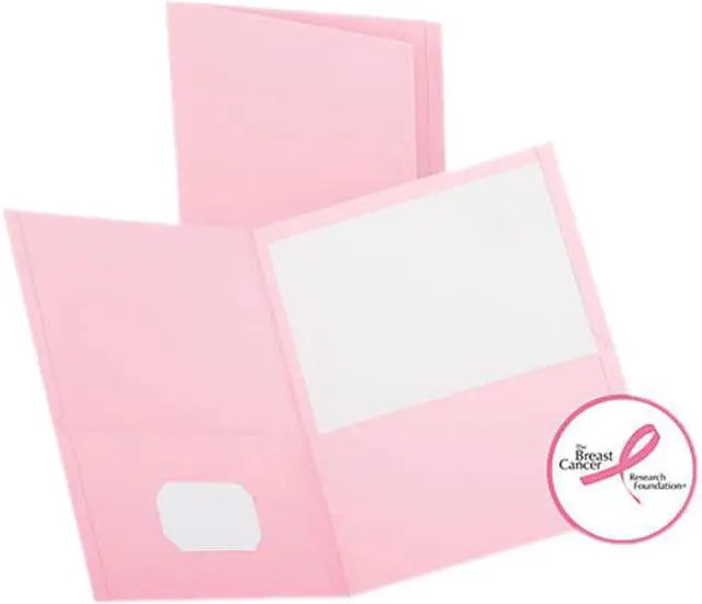 Main image of Oxford 57568 Twin-Pocket Portfolio, Embossed Leather Grain Paper, Pink