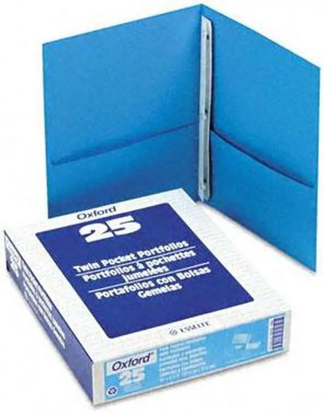 Main image of Oxford 57701 Paper Twin-Pocket Portfolio, Tang Fasteners, Letter, 1/2" Capacity, Blue, 25/Box