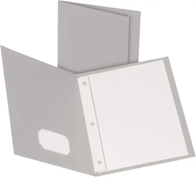 Main image of Oxford 57705 Paper Twin-Pocket Portfolio, Tang Clip, Letter, 1/2" Capacity, Gray, 25/Box
