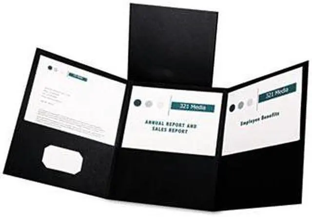 Main image of Oxford 59806 Tri-Fold Folder w/3 Pockets, Holds 150 Letter-Size Sheets, Black