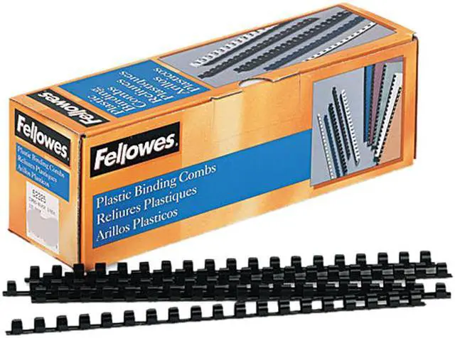 Main image of 52325 Fellowes Plastic Comb Bindings, 3/8" Diameter, 55 Sheet Capacity, Black, 100 Combs/Pack