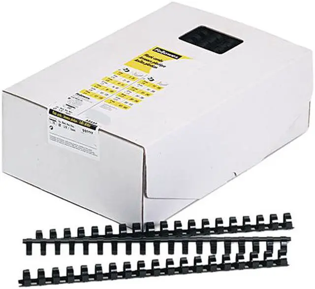 Main image of 52327 Fellowes Plastic Comb Bindings, 5/8" Diameter, 120 Sheet Capacity, Black, 100 Combs/Pack