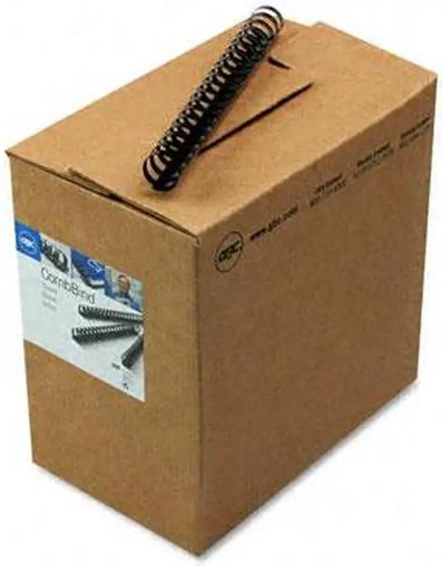 Main image of 4000118 GBC CombBind Standard Spines, 1" Diameter, 200 Sheet Capacity, Black, 100/Box