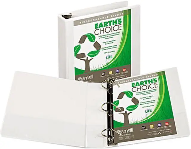 Main image of Samsill 16967 Earth's Choice Biodegradable Angle-D Ring View Binder, 2", White