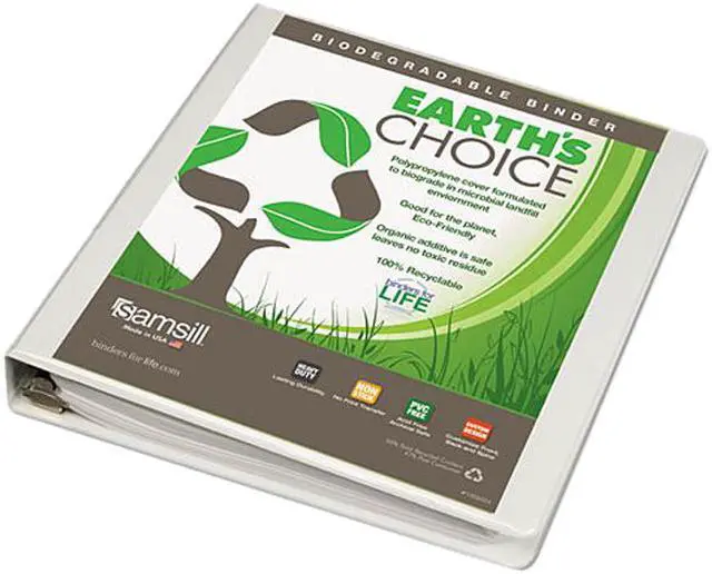Main image of Samsill 16937 Earth's Choice Biodegradable Angle-D Ring View Binder, 1", White