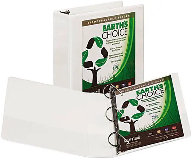 Main image of Samsill 16987 Earth's Choice Biodegradable Angle-D Ring View Binder, 3", White
