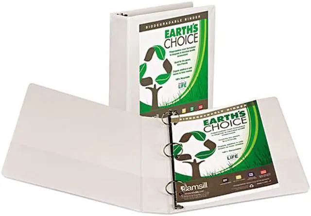 Main image of Samsill 18957 Earth's Choice Biodegradable Round Ring View Binder, 1-1/2" Capacity, White
