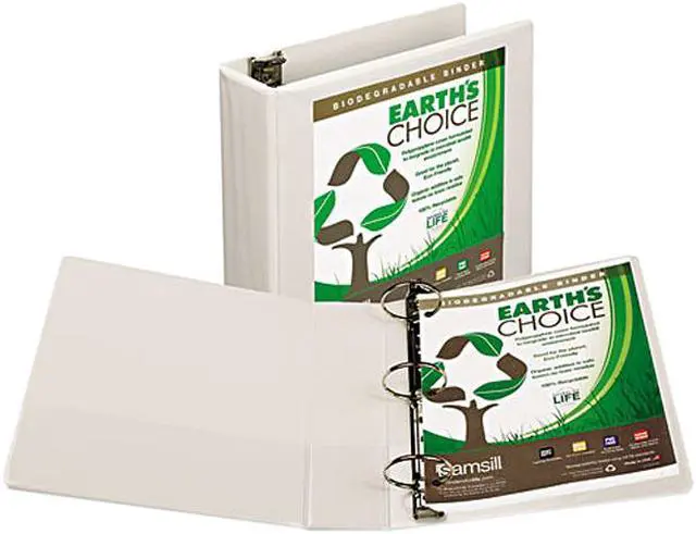 Main image of Samsill 18987 Earth's Choice Biodegradable Round Ring View Binder, 3" Capacity, White