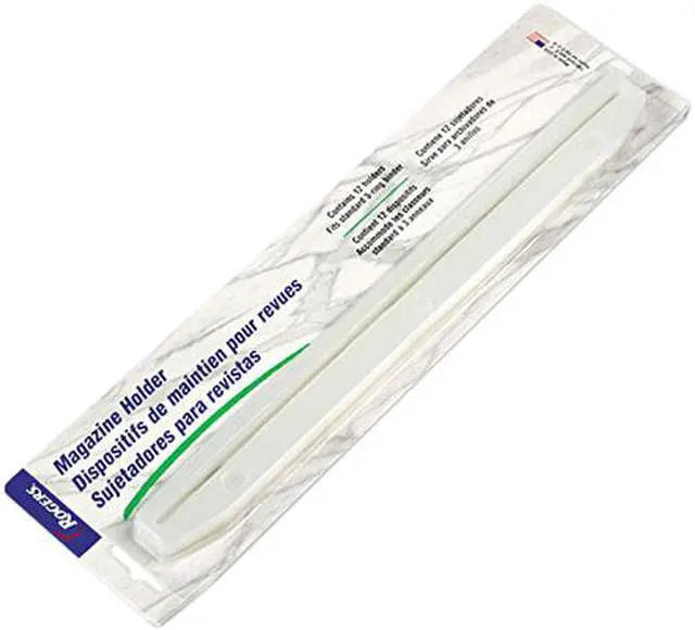 Main image of Rubbermaid T02802 3-Hole Punched Plastic Edge Strip Magazine Holders For Ring Binders, 12/Pack