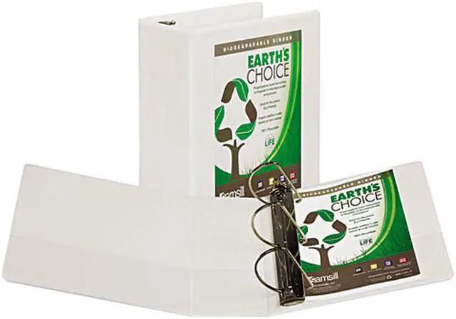Main image of Samsill 16907 Earth's Choice Biodegradable Angle-D Ring View Binder, 5", White