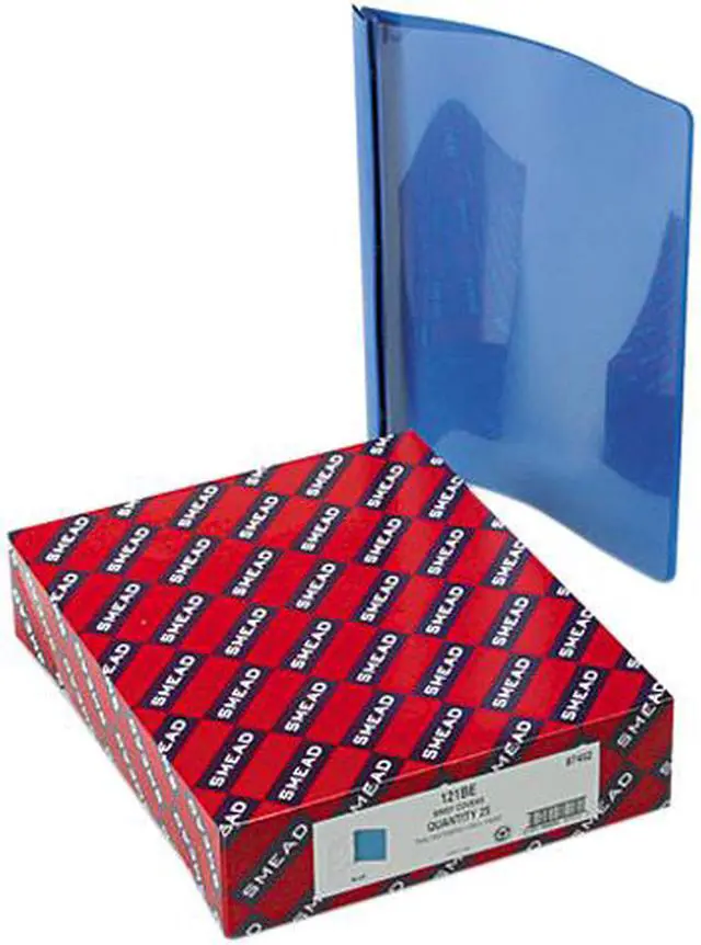 Main image of Smead 87452 Poly Report Cover, Tang Clip, Letter, 1/2" Capacity, Clear/Blue, 25/Box