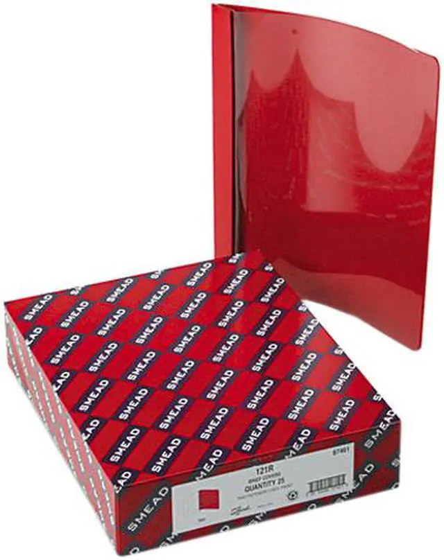 Main image of Smead 87461 Poly Report Cover, Tang Clip, Letter, 1/2" Capacity, Clear/Red, 25/Box