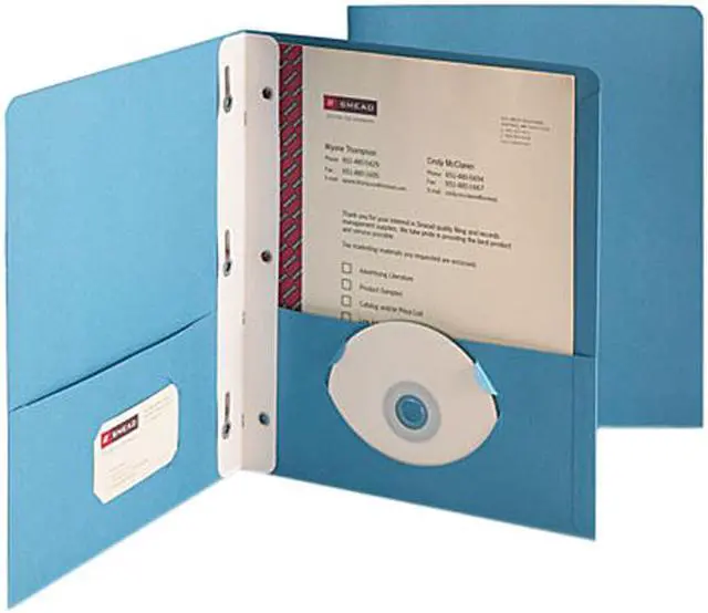 Main image of Smead 88052 Paper Two-Pocket Portfolio, Tang Clip, Letter, 1/2" Capacity, Blue, 25/Box