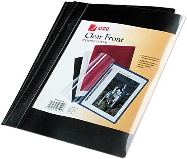 Main image of Acco 26101 Vinyl Report Cover, Prong Clip, Letter, 1/2" Capacity, Clear Cover/Black Back