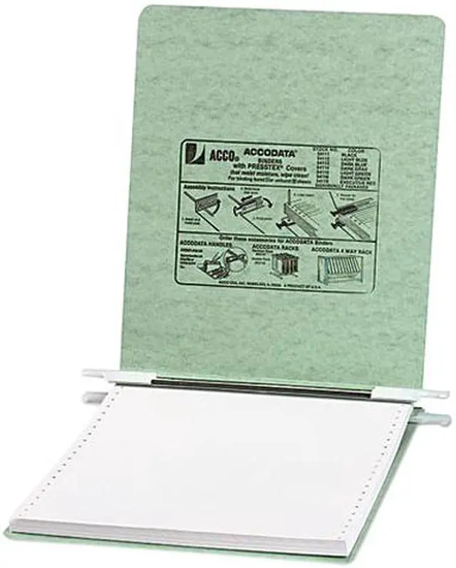 Main image of ACCO 54115 Pressboard Hanging Data Binder, 9-1/2 x 11 Unburst Sheets, Light Green