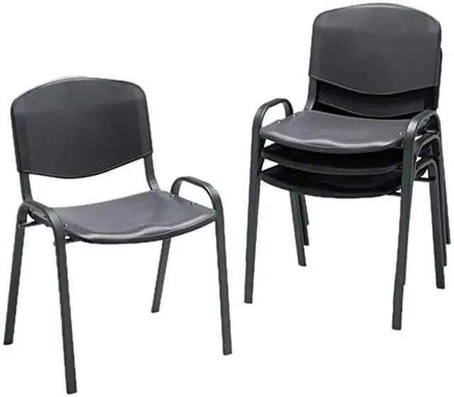 Main image of Safco 4185BL Contour Stacking Chairs, Black w/Black Frame, 4/Carton
