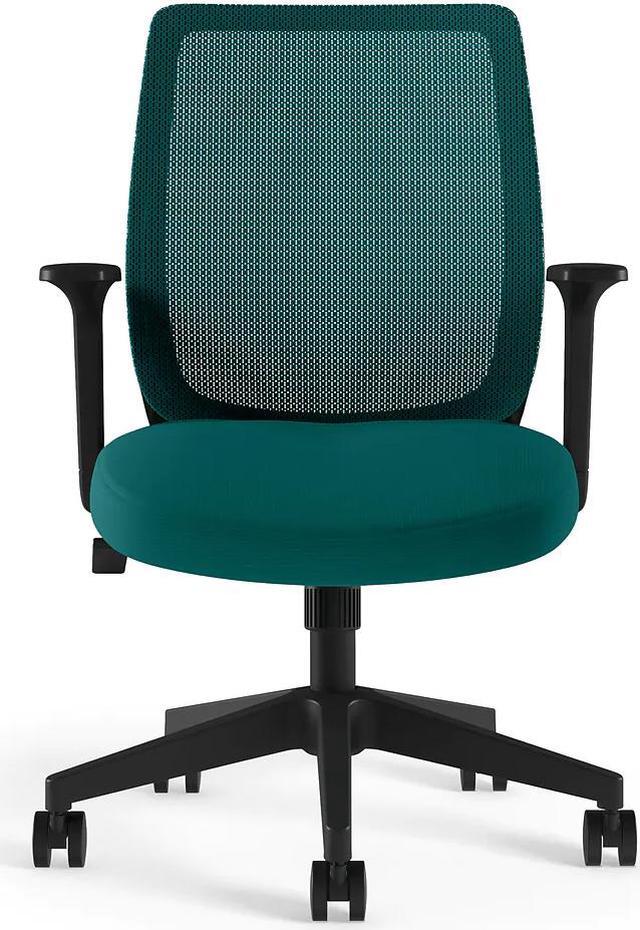 Union Scale Essentials Mesh Back Fabric Task Chair with Arms Teal UN60410 Newegg