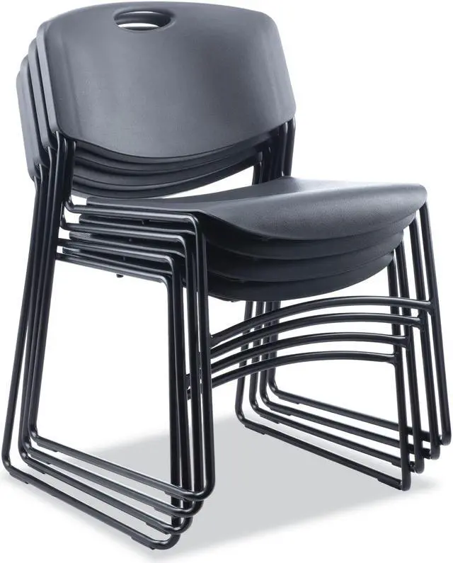 Alt view image 4 of 4 - Alera Resin Stacking Chair - Black - 4/Carton ALECA671