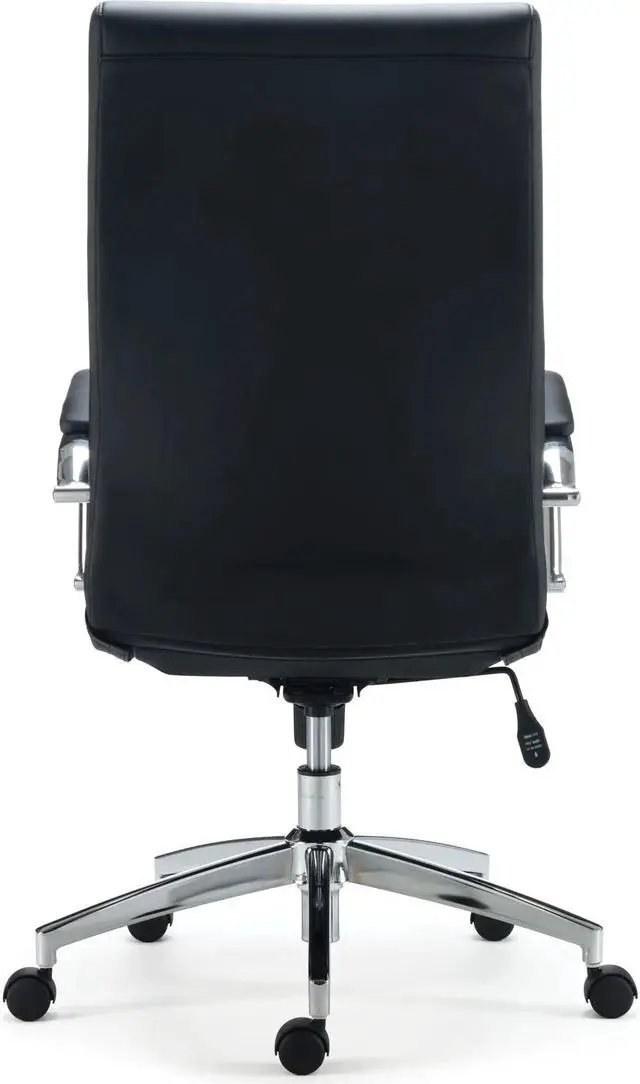 Alt view image 2 of 4 - Alera Eddleston Leather Manager Chair, Supports Up to 275 lb, Black Seat/Back, Chrome Base ALEED41B19