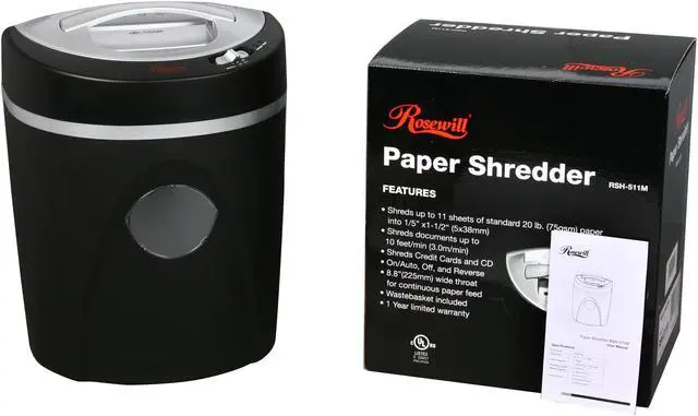 Alt view image 7 of 7 - Rosewill RSH-511M 11-Sheet Cross-Cut Paper/CD/Credit Card Shredder