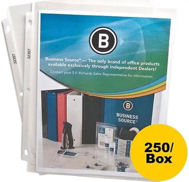Main image of Business Source 32357BX Top-Loading Poly Sheet Protectors For Letter Sheet 3 Holes, Clear, 200 / Box