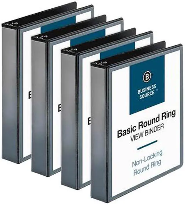Alt view image 2 of 2 - Business Source 28523BD Basic Round Ring Binders, 240-Sheet Capacity 3 Ring Fastener, Black - 4 / Bundle