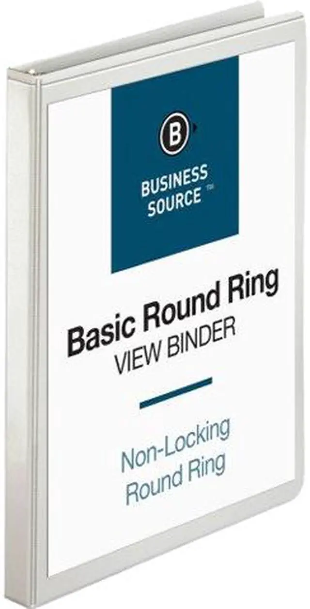 Main image of Business Source 09951BD Round-ring View Binder 0.50" Capacity Letter Size - Polypropylene White - 4 / Bundle