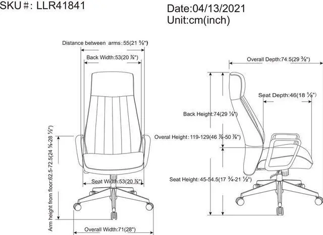 Alt view image 6 of 6 - Lorell High-Back Bonded Leather Chair 41841