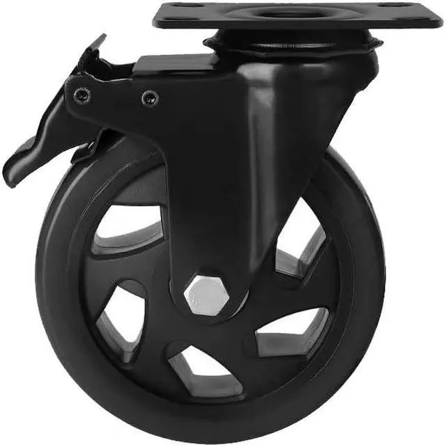 Alt view image 2 of 6 - Nippon Labs 4 Inch Swivel Caster Wheels with 2 Brakes + Screws, No Noise Wheels, Heavy Duty - 300 lbs. Per Caster Black (Pack of 4)