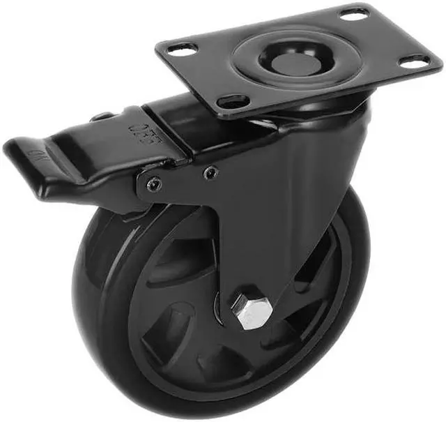 Alt view image 3 of 6 - Nippon Labs 4 Inch Swivel Caster Wheels with 2 Brakes + Screws, No Noise Wheels, Heavy Duty - 300 lbs. Per Caster Black (Pack of 4)