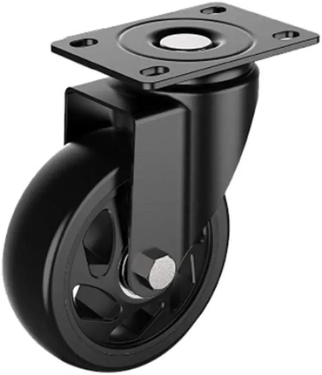 Alt view image 4 of 6 - Nippon Labs 4 Inch Swivel Caster Wheels with 2 Brakes + Screws, No Noise Wheels, Heavy Duty - 300 lbs. Per Caster Black (Pack of 4)