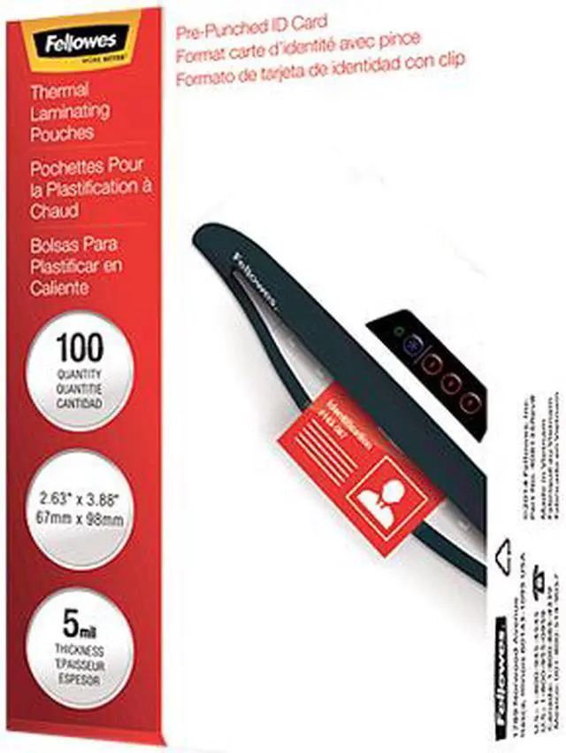 Alt view image 2 of 2 - 52016 Fellowes Glossy Pouches - ID Tag punched, 5 mil, 100 pack